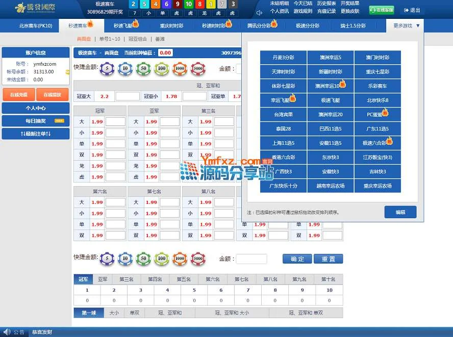 腾发GJCP平台完整版源码分享,盘口玩法平台,三端齐全
