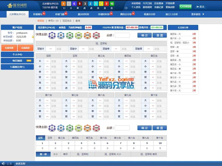 腾发GJCP平台完整版源码分享,盘口玩法平台,三端齐全